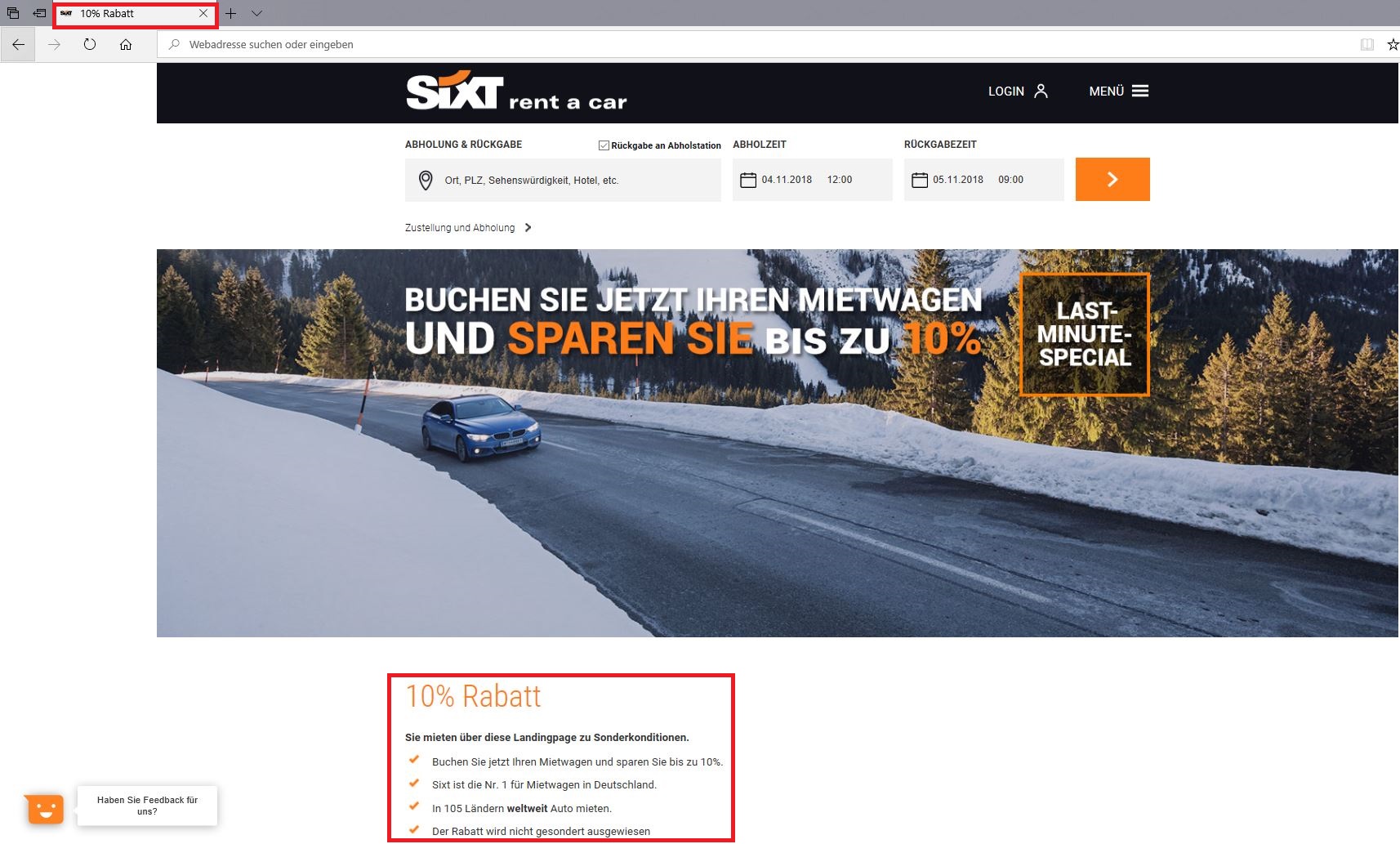 Sixt 10 Prozent Rabatt.JPG